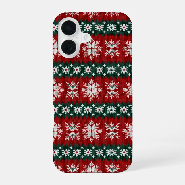 Coque iPhone 16 Chaud de Noël moche Rouge et vert (Verso)