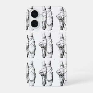 Coque iPhone 16 Chausson de ballet noir et blanc