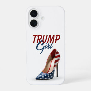 Coque iPhone 16 Chaussure à talon haut Drapeau FILLE TRUMP