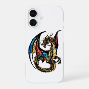 Coque iPhone 16 Chef-d'oeuvre mythique du dragon en verre de Majes