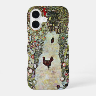 Coque iPhone 16 Chemin de jardin avec poulets, Gustav Klimt, Art N