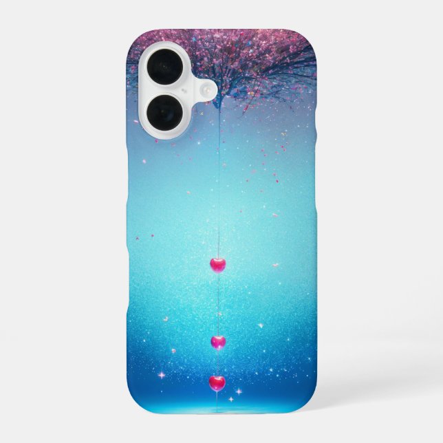 Coque iPhone 16 Cherry Blossom Wish Heart Drop Phone Case (Verso)