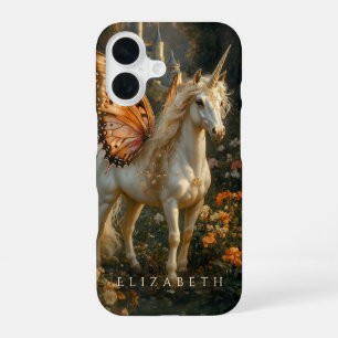 Coque iPhone 16 Cheval de Fée Fantastique Blanc Ailes de Papillon
