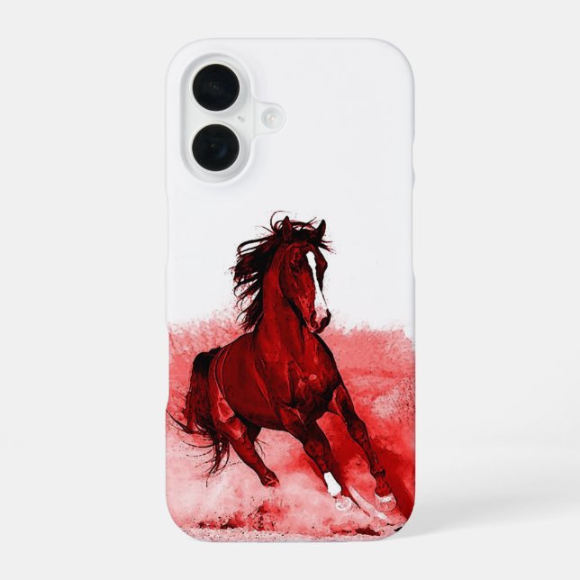 Coque iPhone 16 Cheval en course (Verso)