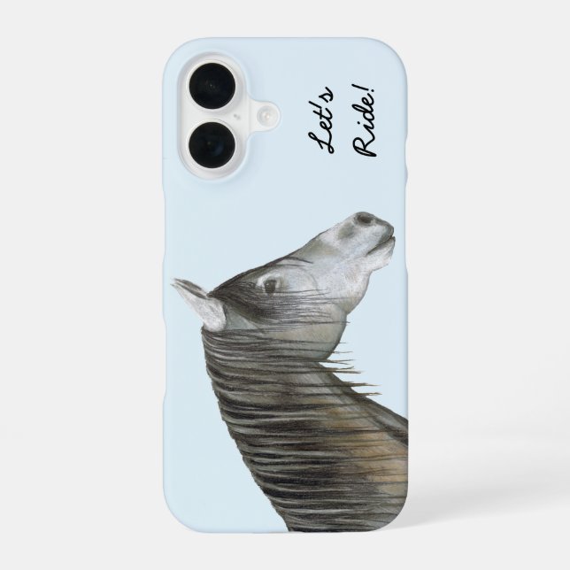 Coque iPhone 16 Cheval Gris (Verso)