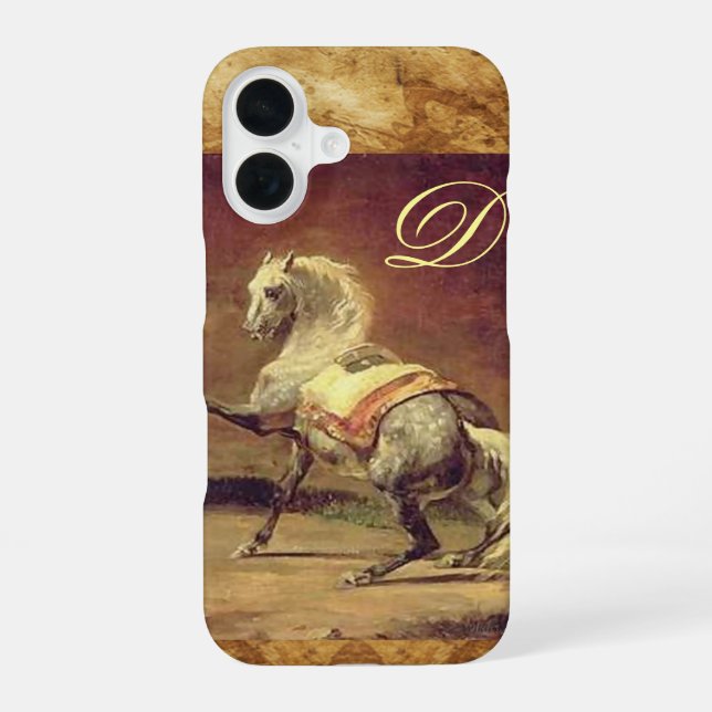 COQUE iPhone 16 CHEVAL GRIS POMMELÉ MONOGRAMME (Verso)