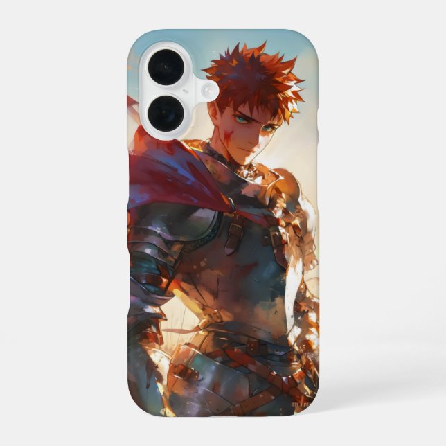Coque iPhone 16 Chevalier de garçon Anime (Verso)