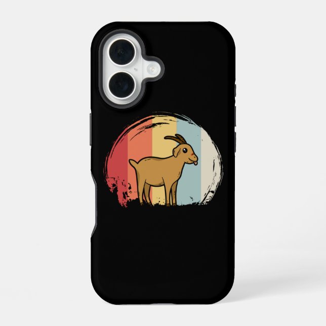 Coque iPhone 16 Chèvre mignonne rétro (Verso)