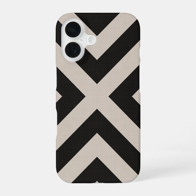 Coque iPhone 16 Chevron X Noir Rustique (Verso)