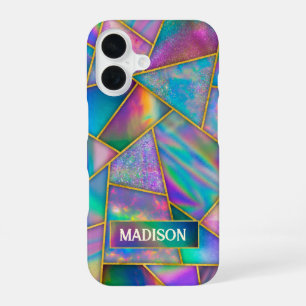 Coque iPhone 16 Chic holographique élégant faux or