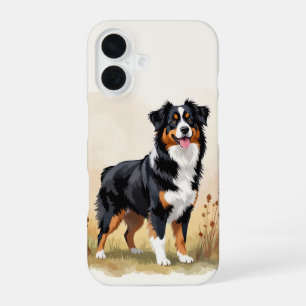 Coque iPhone 16 Chien Australien Berger Noir Tricolore Aussie