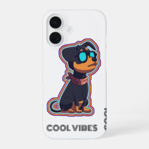Coque iPhone 16 Chien cool détendu coloré vibrant avec des lunette