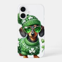 CHIEN DE DACHSHUND CUTE HABILLÉ EN VÊTEMENTS IRLAN