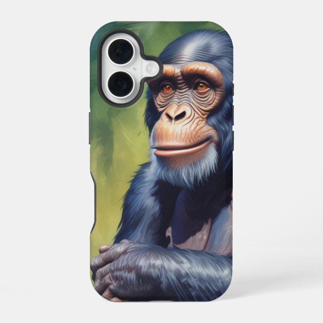 Coque iPhone 16 Chimpanzé mignon fou drôle  (Verso)
