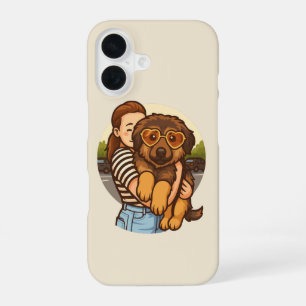 Coque iPhone 16 Chiot mignon avec des lunettes de soleil en forme