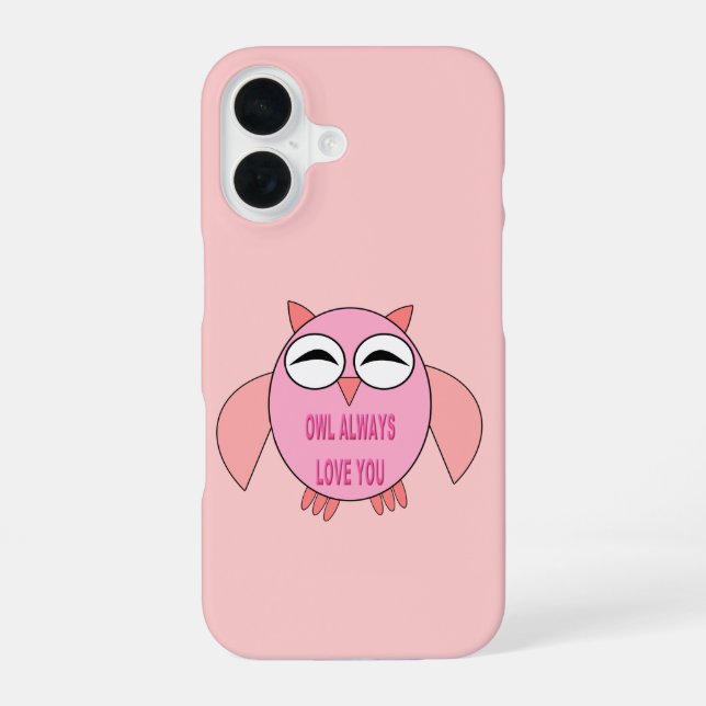 Coque iPhone 16 Chouette Message d'Amour Mignon (Verso)