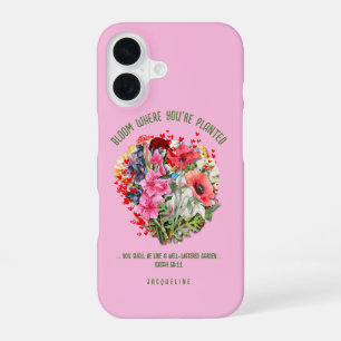 Coque iPhone 16 Christian BLOOM OÙ VOUS ÊTES PLANTÉ NOM Floral