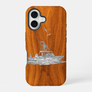 Coque iPhone 16 Chrome Comme bateau de pêche sur le Décor en bois