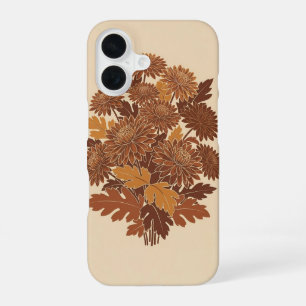 Coque iPhone 16 Chrysanthèmes stylisés vintage