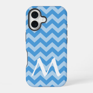 Coque iPhone 16 Ciel Bleu Marocain Humeurs Chevrons avec Monogramm
