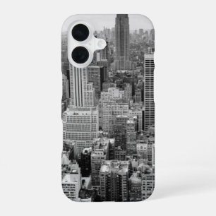 Coque iPhone 16 Ciel de New York en noir et blanc