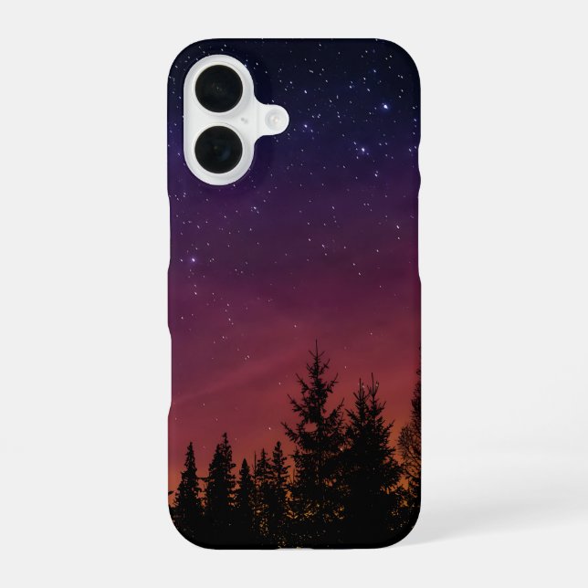 Coque iPhone 16 Ciel nocturne forestier de la nature avec scène bo (Verso)