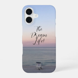 Coque iPhone 16 Citation Vie de Rêve Couleur Lever de Soleil Océan