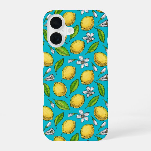 Coque iPhone 16 Citron bleu (Verso)