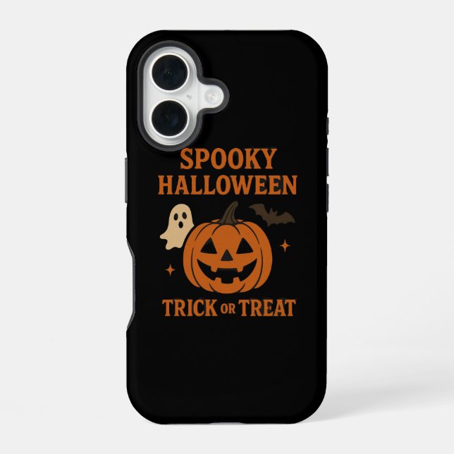 Coque iPhone 16 Citrouille effrayante pour la fête d'Halloween (Verso)
