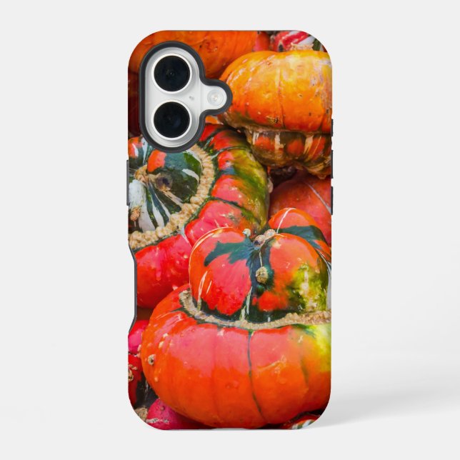 Coque iPhone 16 Citrouilles colorées (Verso)