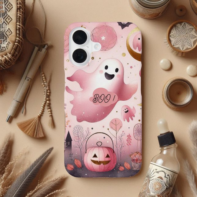 Coque iPhone 16 Citrouilles Friendly Boo Spooky Jack O Lanterns Pa (Friendly Boo Spooky Jack O Lanterns Pastel Funky iPhone 16 Case)