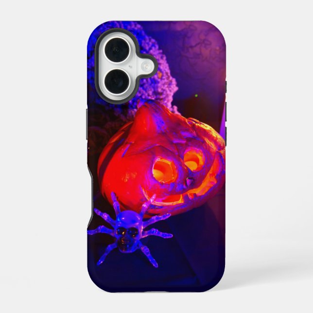 Coque iPhone 16 Citrouilles néon (Verso)
