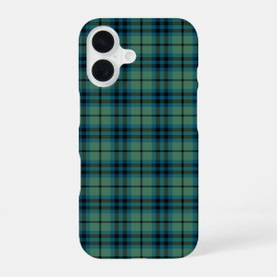 Coque iPhone 16 Clan Keith Tartan vert clair et bleu plaid