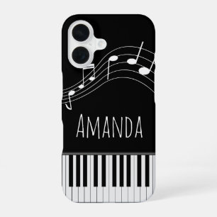 Coque iPhone 16 Clavier de piano et notes musicales