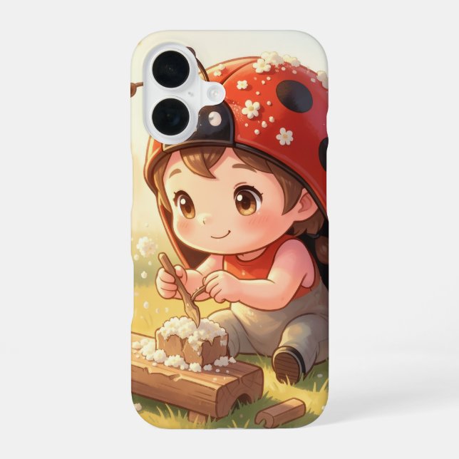 Coque iPhone 16 Coccinelle et le royaume de nectar caché (Verso)