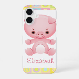 Coque iPhone 16 Cochon Rose Mignon Kawaii Personnalisé