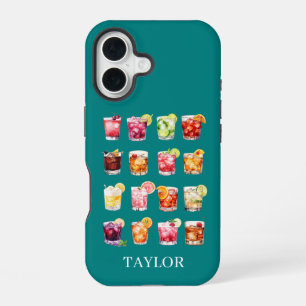 Coque iPhone 16 Cocktails à gogo Monogrammés