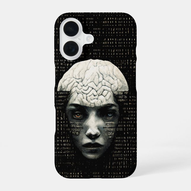 Coque iPhone 16 Code binaire de Matrix Man (Verso)
