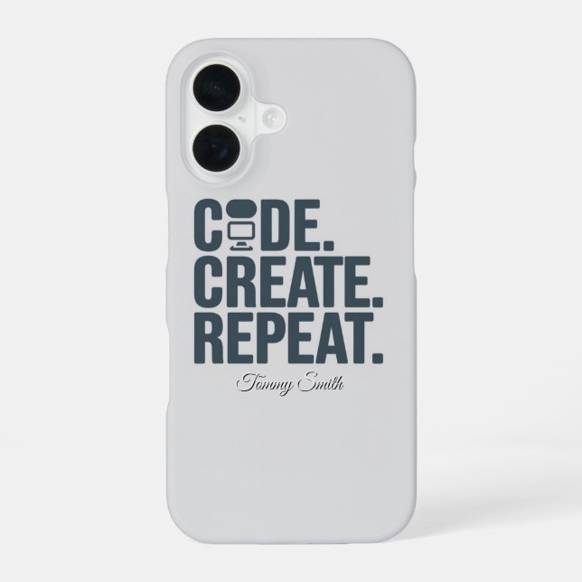 Coque iPhone 16 Code. Créez. Recommencer. - Technologie d'inspirat (Verso)