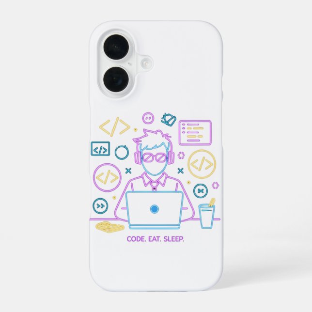 Coque iPhone 16 Code. Manger. Dormir. (Verso)