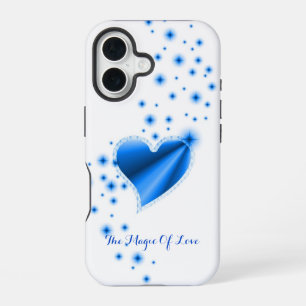 Coque iPhone 16 Coeur arc-en-ciel avec étoiles, La magie de l'amou