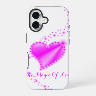Coque iPhone 16 Cœur arc-en-ciel rose avec étoiles, La magie de l'