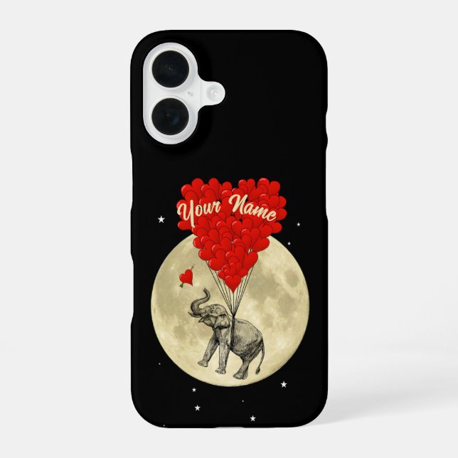 Coque iPhone 16 Coeur d'amour éléphant (Verso)