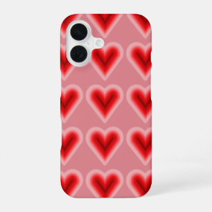 Coque iPhone 16 Cœur de la Saint-Valentin rose et rouge