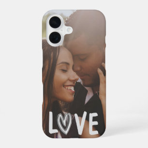 Coque iPhone 16 Cœur de photo personnalisé AMOUR
