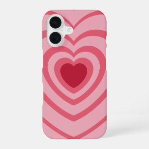 Coque iPhone 16 Coeur rose stratifié esthétique