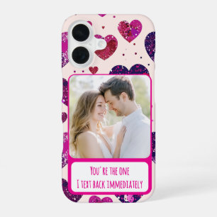 Coque iPhone 16 Cœur Violet Brillant Txt Répondre Immédiatement