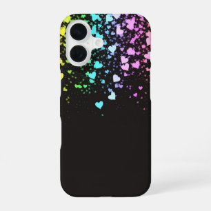 Coque iPhone 16 cœurs arc-en-ciel
