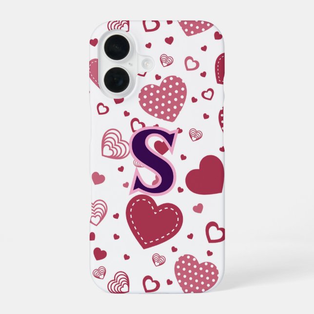 Coque iPhone 16 Cœurs charmants Design élégant et stylé (Verso)