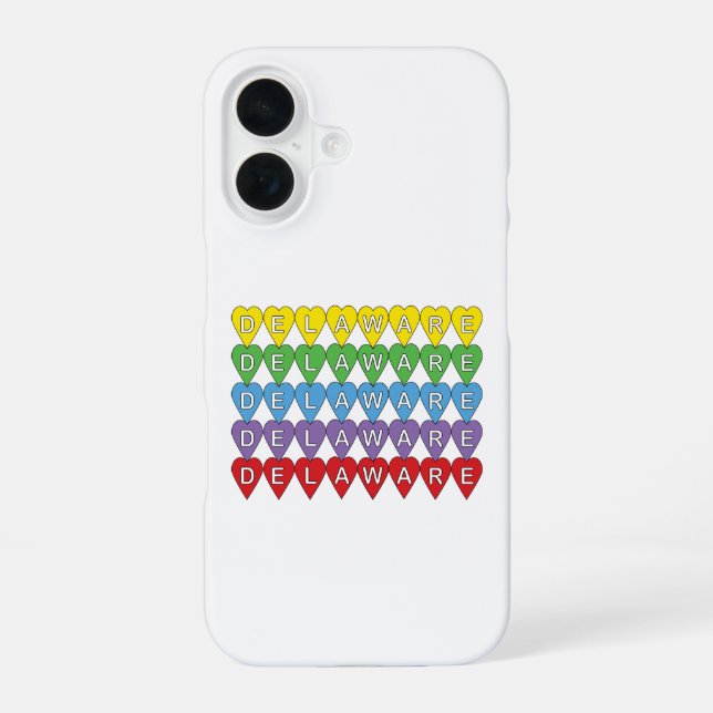Coque iPhone 16 Coeurs colorés du Delaware (Verso)
